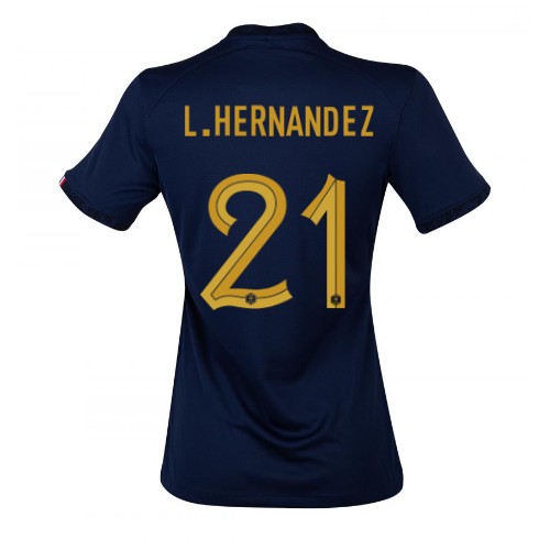 Frankrike Lucas Hernandez #21 Hjemmedrakt Kvinner VM 2022 Kortermet Frankrike Lucas Hernandez #21 Hjemmedrakt Kvinner VM 2022 Kortermet